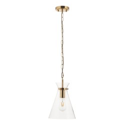 Harlow - Brushed Aged Brass Pendant with Clear Glass