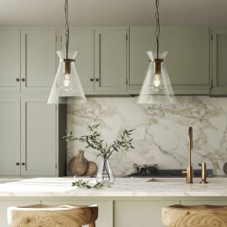 Harlow - Brushed Aged Brass Pendant with Clear Glass