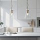 Endon-112859 - Harlow - Brushed Aged Brass Pendant with Clear Glass