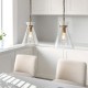 Endon-112859 - Harlow - Brushed Aged Brass Pendant with Clear Glass