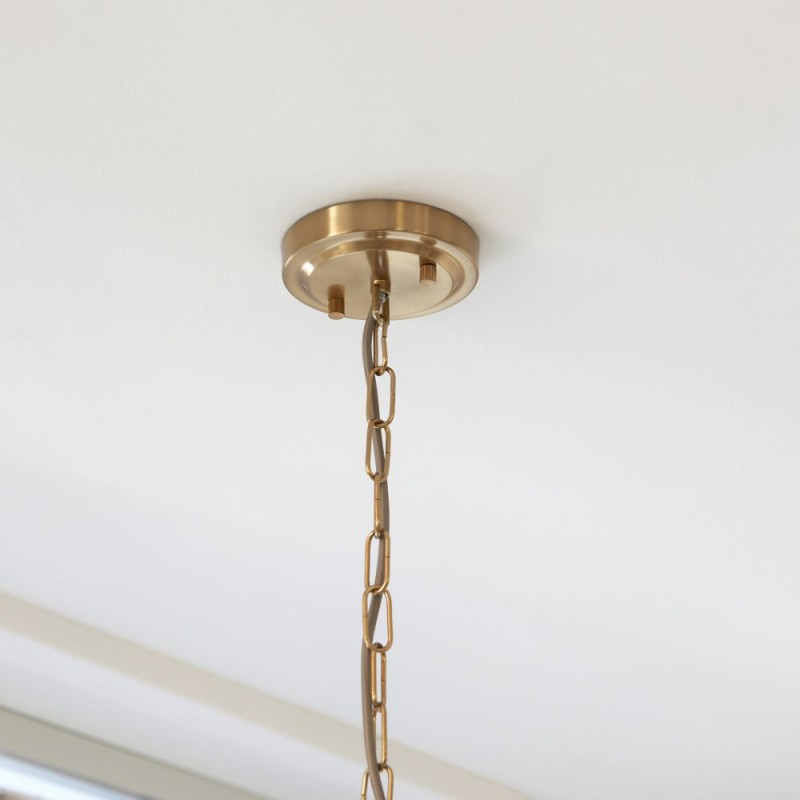 Endon-112859 - Harlow - Brushed Aged Brass Pendant with Clear Glass