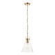 Endon-112859 - Harlow - Brushed Aged Brass Pendant with Clear Glass