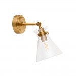 Harlow - Brushed Aged Brass Wall Lamp with Clear Glass