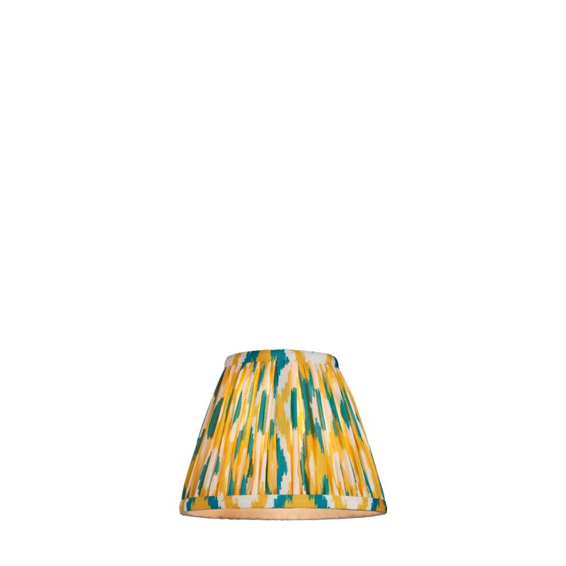 Endon-113095 - Ikat - Shade Only - 16 cm Yellow & Jade Tapered Shade - Clip Gimbal