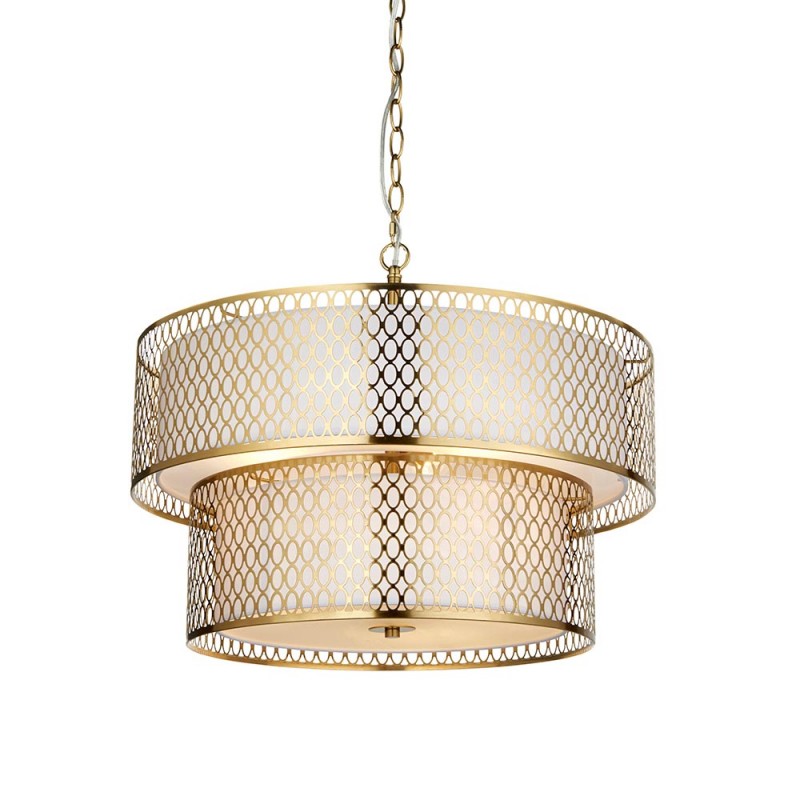 - Cordero - Gold 6 Light Pendant with Frosted Diffuser Endon-113420 - Cordero - Gold 6 Light Pendant with Frosted Diffuser