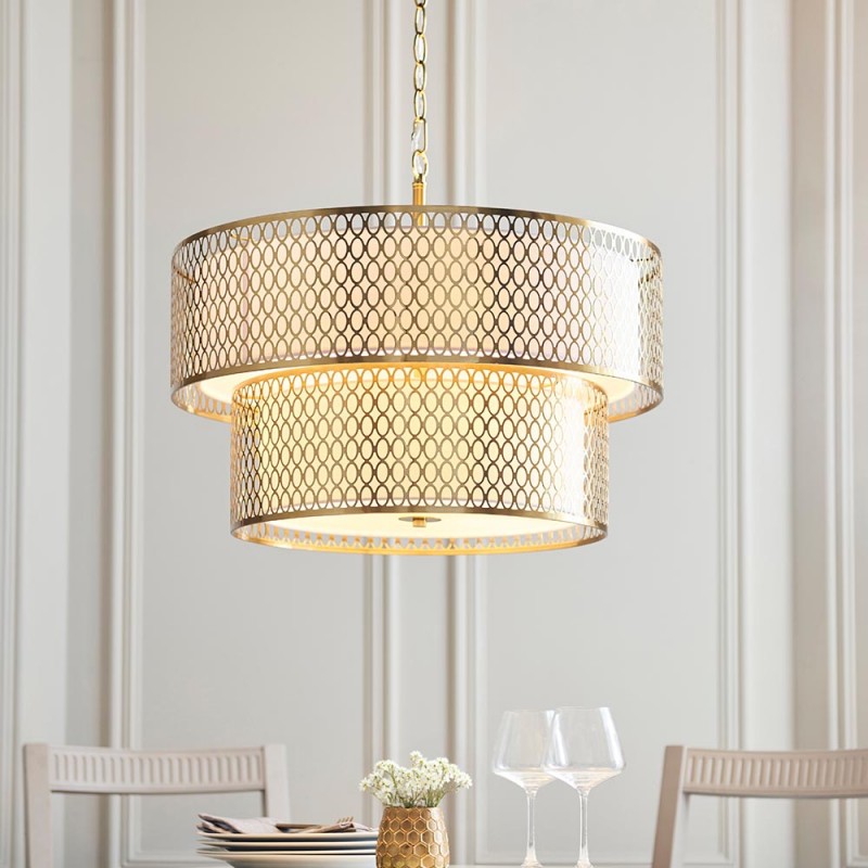 - Cordero - Gold 6 Light Pendant with Frosted Diffuser Endon-113420 - Cordero - Gold 6 Light Pendant with Frosted Diffuser