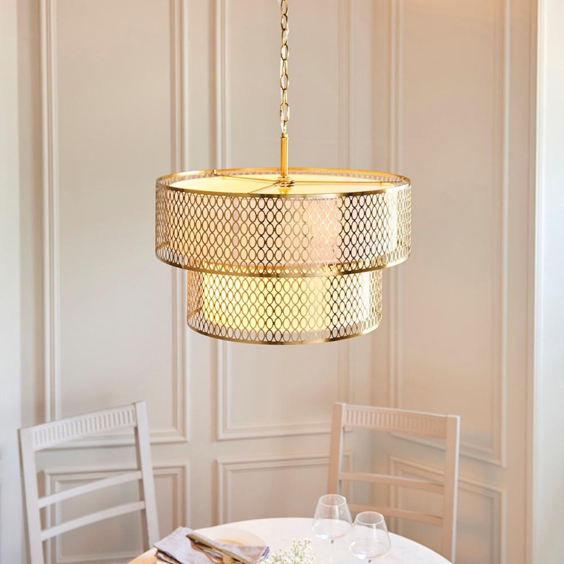 - Cordero - Gold 6 Light Pendant with Frosted Diffuser Endon-113420 - Cordero - Gold 6 Light Pendant with Frosted Diffuser