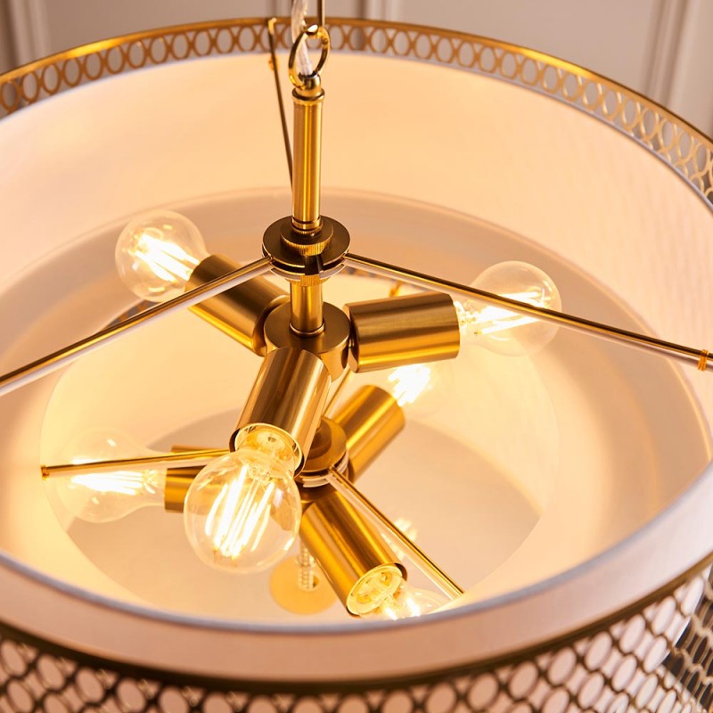 - Cordero - Gold 6 Light Pendant with Frosted Diffuser Endon-113420 - Cordero - Gold 6 Light Pendant with Frosted Diffuser