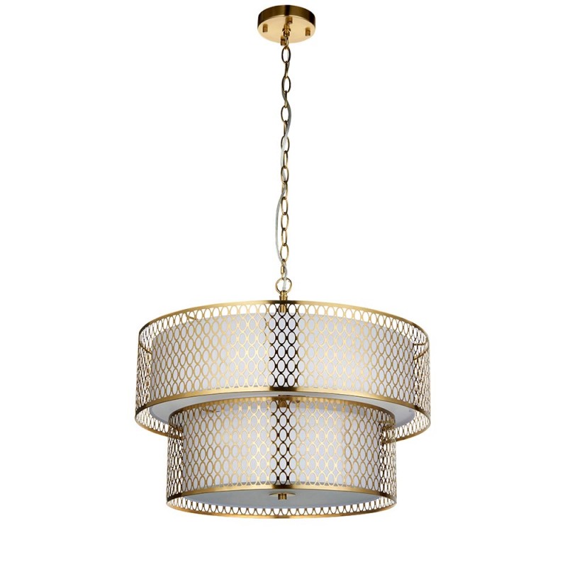 - Cordero - Gold 6 Light Pendant with Frosted Diffuser Endon-113420 - Cordero - Gold 6 Light Pendant with Frosted Diffuser