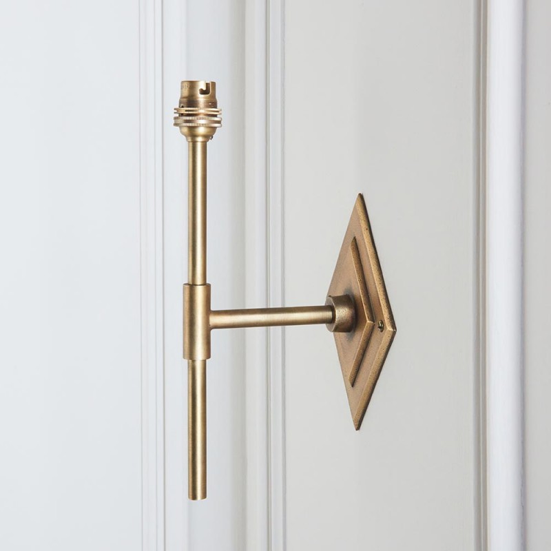 Endon-113595 - Diamond - Base Only - Brass Patina Hand Crafted Cast Wall Lamp