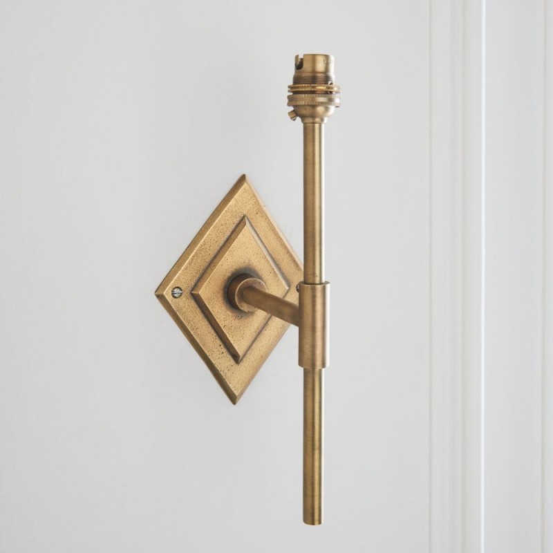 Endon-113595 - Diamond Tall - Base Only - Brass Patina Hand Crafted Wall Lamp