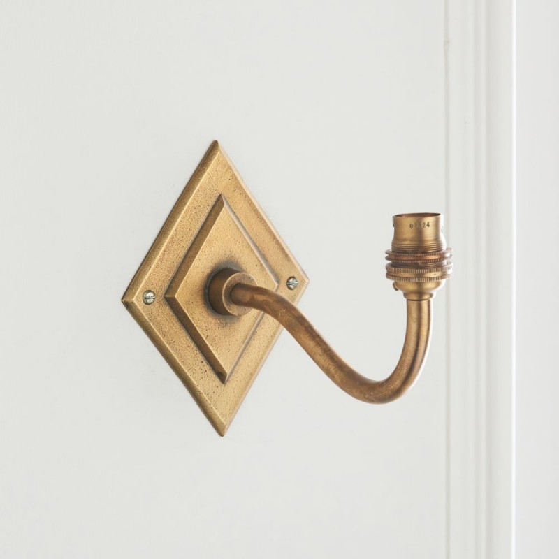 Endon-113597 - Diamond Curve - Base Only - Brass Patina Hand Crafted Wall Lamp