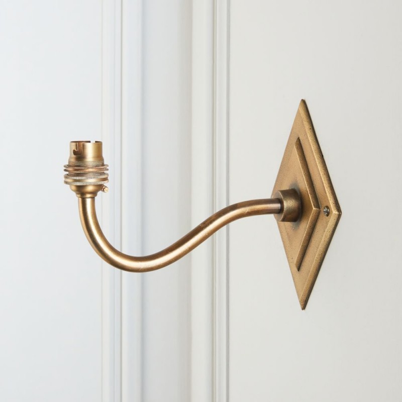 Endon-113597 - Diamond Curve - Base Only - Brass Patina Hand Crafted Wall Lamp