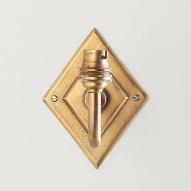 Endon-113597 - Diamond Curve - Base Only - Brass Patina Hand Crafted Wall Lamp