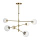 Ambience-114039 - Levisto - Brushed Aged Brass 6 Light Centre Fitting with Twisted Clear Glass