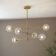 Ambience-114039 - Levisto - Brushed Aged Brass 6 Light Centre Fitting with Twisted Clear Glass