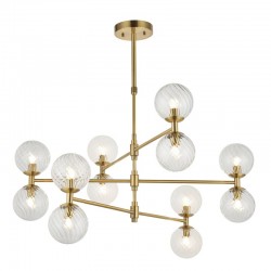 Levisto - Brushed Aged Brass 12 Light Centre Fitting with Twisted Clear Glass Levisto - Brushed Aged Brass 12 Light Centre Fitting with Twisted Clear Glass