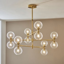 Levisto - Brushed Aged Brass 12 Light Centre Fitting with Twisted Clear Glass Levisto - Brushed Aged Brass 12 Light Centre Fitting with Twisted Clear Glass