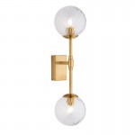 Levisto - Brushed Aged Brass 2 Light Wall Lamp with Twisted Clear Glass Levisto - Brushed Aged Brass 2 Light Wall Lamp with Twisted Clear Glass