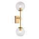 Ambience-114042 - Levisto - Brushed Aged Brass 2 Light Wall Lamp with Twisted Clear Glass