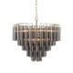 Endon-114197 - Toulouse - Satin Brass 12 Light Centre Fitting with Mirrored Smoked Ribbed Glasses