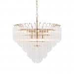 Toulouse - Brushed Gold 12 Light Centre Fitting with Clear Angled Ribbed Glasses Toulouse - Brushed Gold 12 Light Centre Fitting with Clear Angled Ribbed Glasses