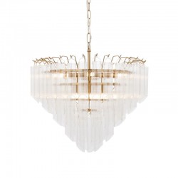 Toulouse - Brushed Gold 12 Light Centre Fitting with Clear Angled Ribbed Glasses