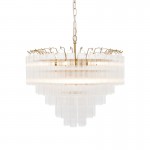 Toulouse - Brushed Gold 12 Light Centre Fitting with Clear Ribbed Glasses Toulouse - Brushed Gold 12 Light Centre Fitting with Clear Ribbed Glasses