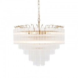 Toulouse - Brushed Gold 12 Light Centre Fitting with Clear Ribbed Glasses Toulouse - Brushed Gold 12 Light Centre Fitting with Clear Ribbed Glasses