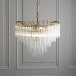 Toulouse - Brushed Gold 12 Light Centre Fitting with Clear Ribbed Glasses Toulouse - Brushed Gold 12 Light Centre Fitting with Clear Ribbed Glasses