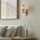 Ambience-114201 - Naomi - Vintage Brass & White Marble Wall Lamp with Linen Shade