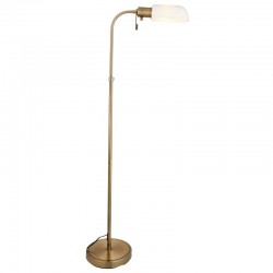 Pharmacy - Antique Brass Floor Lamp with Opal Glass
