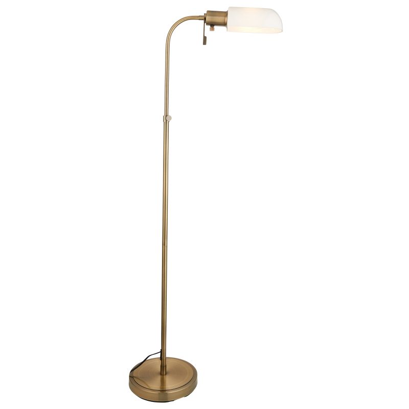 Endon-114204 - Pharmacy - Antique Brass Floor Lamp with Opal Glass