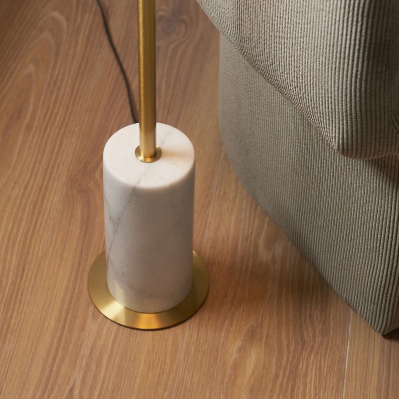 Ambience-114208 - Marble - Brushed Aged Brass & White Marble Floor Lamp