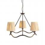 Wriggle - Black 3 Light Centre Fitting with Natural Raffia Tapered Shades Wriggle - Black 3 Light Centre Fitting with Natural Raffia Tapered Shades