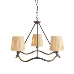 Wriggle - Black 3 Light Centre Fitting with Natural Raffia Tapered Shades Wriggle - Black 3 Light Centre Fitting with Natural Raffia Tapered Shades