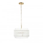 Louise - Brushed Aged Brass 3 Light Pendant with Clear Ribbed Glass Rods Louise - Brushed Aged Brass 3 Light Pendant with Clear Ribbed Glass Rods