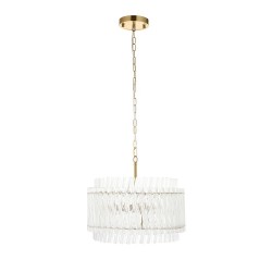Louise - Brushed Aged Brass 3 Light Pendant with Clear Ribbed Glass Rods Louise - Brushed Aged Brass 3 Light Pendant with Clear Ribbed Glass Rods