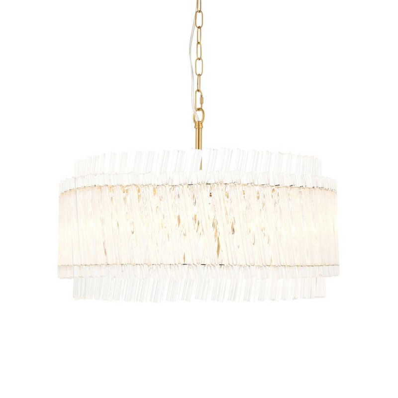 Ceiling Lights - Louise - Brushed Aged Brass 5 Light Pendant with Clear Ribbed Glass Rods Ambience-114215 - Louise - Brushed Aged Brass 5 Light Pendant with Clear Ribbed Glass Rods