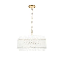 Louise - Brushed Aged Brass 5 Light Pendant with Clear Ribbed Glass Rods Louise - Brushed Aged Brass 5 Light Pendant with Clear Ribbed Glass Rods