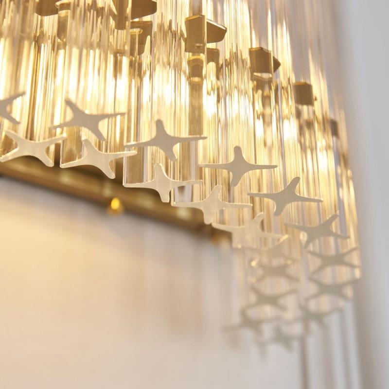 - Louise - Brushed Aged Brass 2 Light Wall Lamp with Clear Ribbed Glass Rods Ambience-114217 - Louise - Brushed Aged Brass 2 Light Wall Lamp with Clear Ribbed Glass Rods