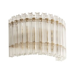 Louise - Brushed Aged Brass 2 Light Wall Lamp with Clear Ribbed Glass Rods Louise - Brushed Aged Brass 2 Light Wall Lamp with Clear Ribbed Glass Rods