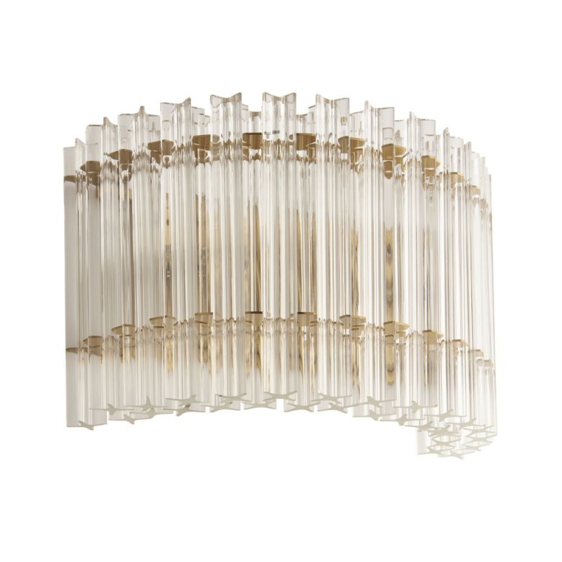 - Louise - Brushed Aged Brass 2 Light Wall Lamp with Clear Ribbed Glass Rods Ambience-114217 - Louise - Brushed Aged Brass 2 Light Wall Lamp with Clear Ribbed Glass Rods