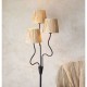 Endon-114221 - Wriggle - Black 3 Light Floor Lamp with Natural Raffia Tapered Shades