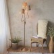 Endon-114222 - Wriggle - Brushed Aged Brass 3 Light Floor Lamp with Natural Raffia Tapered Shades