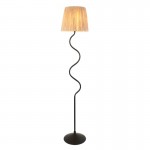 Wriggle - Black Floor Lamp with Natural Raffia Tapered Shade Wriggle - Black Floor Lamp with Natural Raffia Tapered Shade
