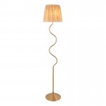 Wriggle - Brushed Aged Brass Floor Lamp with Natural Raffia Tapered Shade Wriggle - Brushed Aged Brass Floor Lamp with Natural Raffia Tapered Shade
