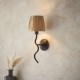 Endon-114226 - Wriggle - Black Wall Lamp with Natural Raffia Tapered Shade