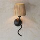 Endon-114226 - Wriggle - Black Wall Lamp with Natural Raffia Tapered Shade