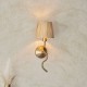 Endon-114227 - Wriggle - Brushed Aged Brass Wall Lamp with Natural Raffia Tapered Shade